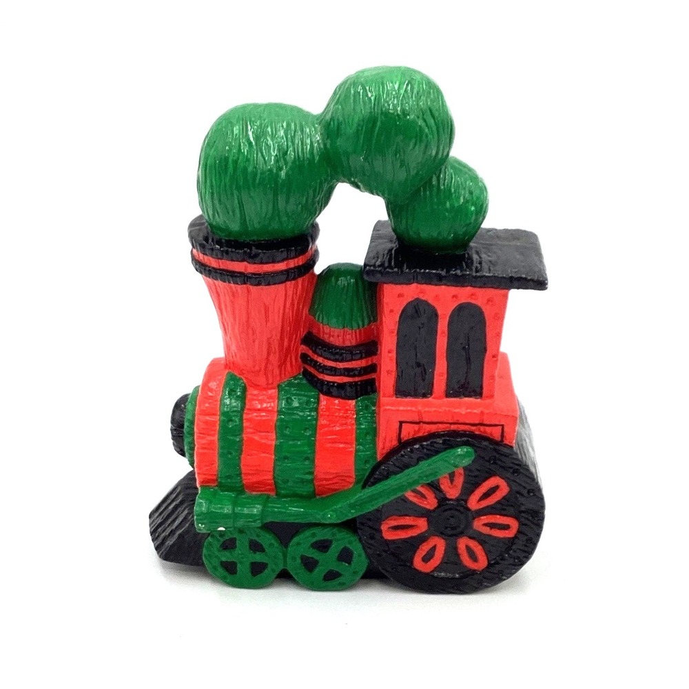 Vintage Ceramic Train‎ Figurine Christmas Holiday Decor Red Green Black